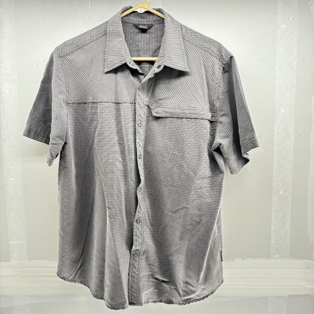 Royal Robbins Shirt Mens L Gray Textured Short Sleeve Button Up Modal